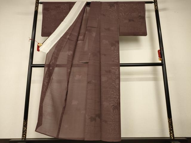 平和屋着物*夏物 小紋 紗 舞葉文 正絹 逸品 AABJ2484jd