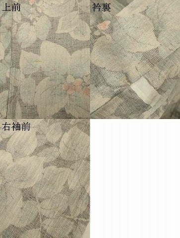 平和屋着物*夏物 小紋 紗 ちぢみ織 草花文 AABJ2488jd