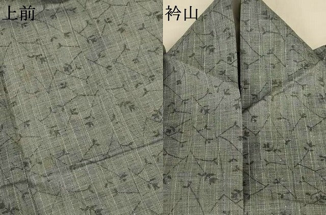 平和屋着物*夏物 小紋 紗 枝花文 AABJ2489jd