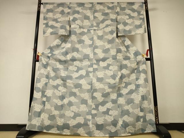 平和屋着物*夏物 小紋 紗 舞葉文 AABJ2490jd