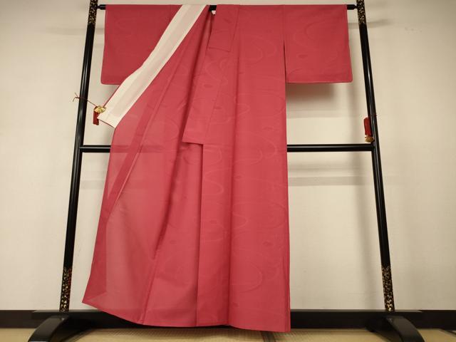 平和屋着物*夏物 色無地 絽 流水紋紗 蘇芳色 正絹 逸品 AABJ2497jd