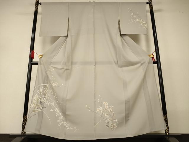 平和屋着物*夏物 訪問着 絽 草花文 銀彩 正絹 逸品 AABJ2515jd