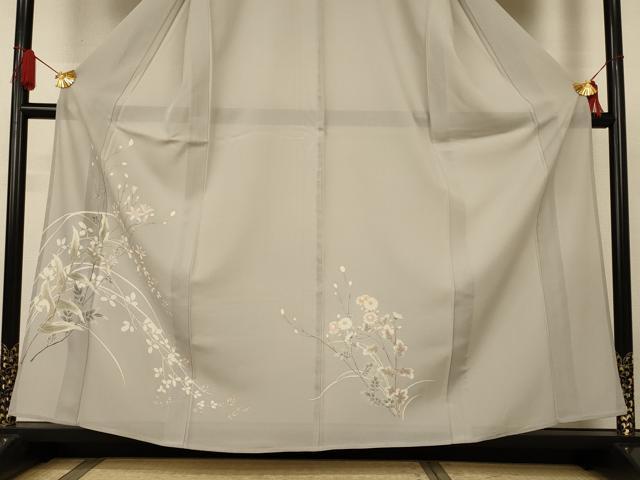 平和屋着物*夏物 訪問着 絽 草花文 銀彩 正絹 逸品 AABJ2515jd