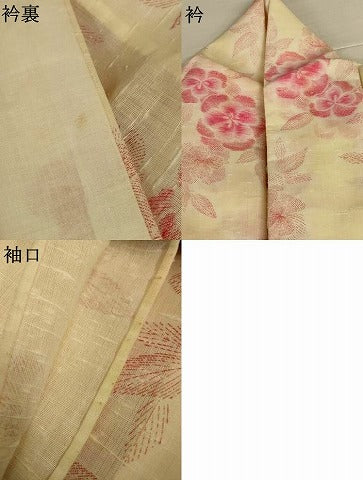 平和屋着物*夏物 小紋 紗 草花文 AABJ2521jd
