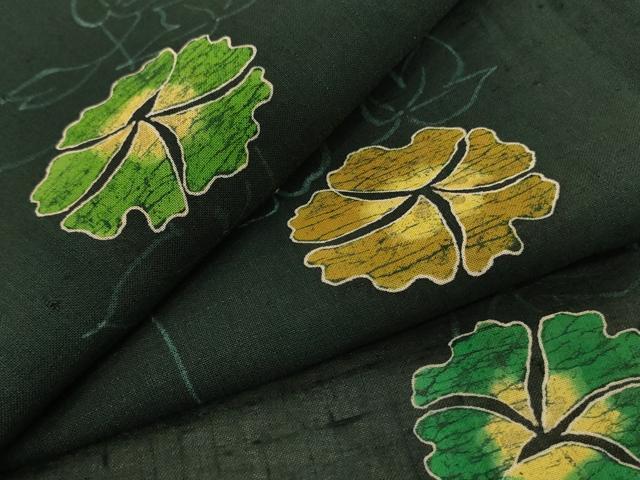 平和屋着物*夏物 小紋 紗紬 ろうけつ染め 草花文 正絹 逸品 AABJ2524jd