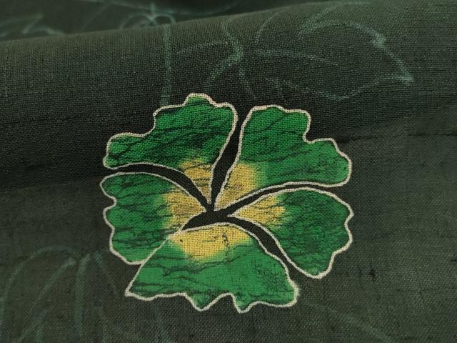 平和屋着物*夏物 小紋 紗紬 ろうけつ染め 草花文 正絹 逸品 AABJ2524jd