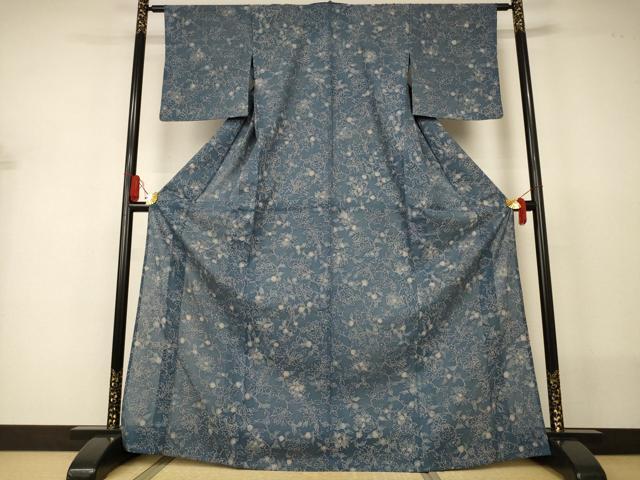 平和屋着物*夏物 小紋 紗紬 草花文 正絹 逸品 AABJ2527jd