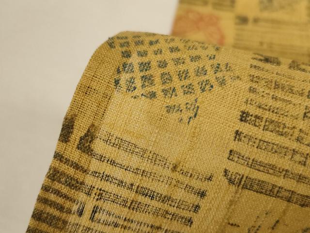 平和屋着物*夏物 生紬 紗 型染め 市松舞蝶文 正絹 逸品 AABJ2528jd