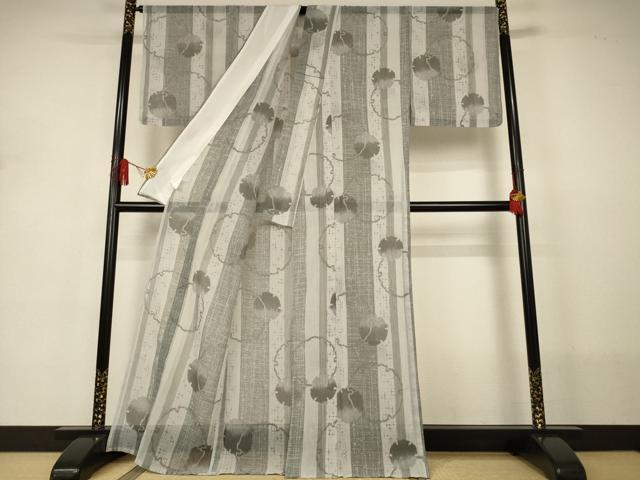 平和屋着物*夏物 小紋 紗 雪輪間道 洗える着物 未使用 AABJ2530jd