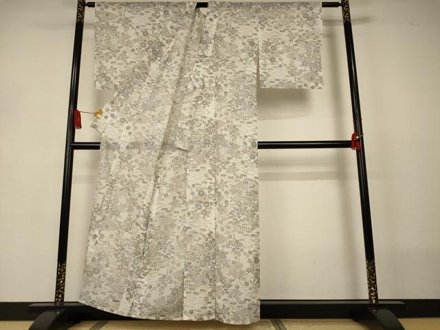 平和屋着物*夏物 小紋 紗 風景花文 洗える着物 AABJ2534jd