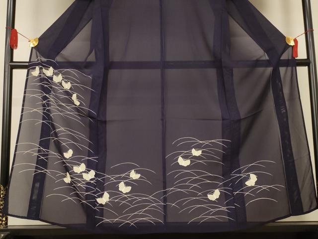 平和屋着物*夏物 訪問着 絽 芝舞蝶文 銀彩 正絹 逸品 AABJ2541jd
