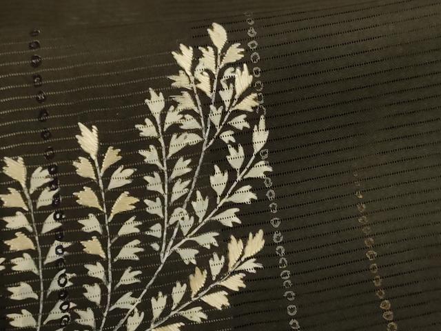 平和屋着物*夏物 アンティーク 大正ロマン 黒留袖 絽 刺繍 草花文 暈し染め 正絹 逸品 AABJ2544jd