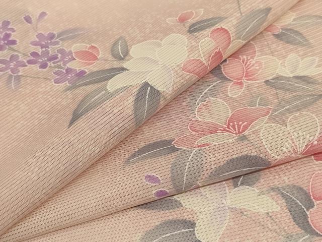 平和屋着物*夏物 小紋 絽 草花文 正絹 逸品 AABJ2546jd