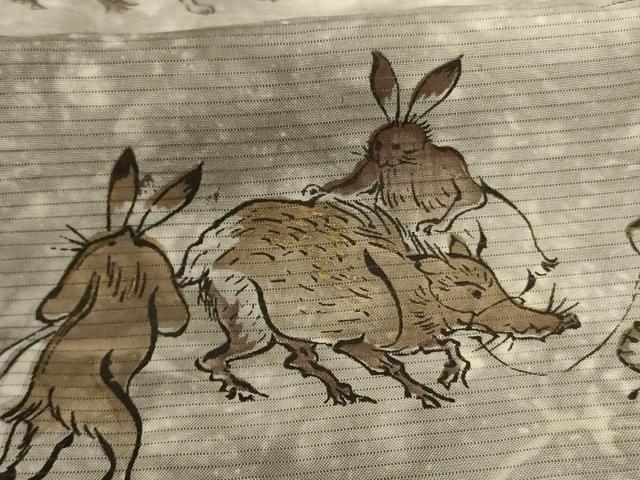 平和屋着物*夏物 男性 長襦袢 絽 鳥獣戯画 正絹 逸品 AABJ2550jd