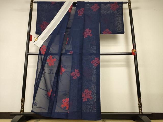 平和屋着物*夏物 小紋 紗 芝花文 正絹 逸品 AABJ2551jd