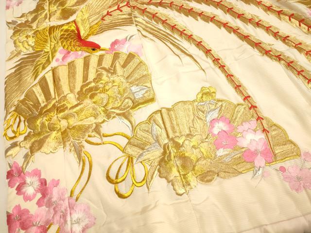 平和屋本店●色打掛 和装 婚礼 結婚式 花嫁 神社挙式 絽 総刺繍 鳳凰扇子花文 金銀糸 逸品 AABJ2571fw
