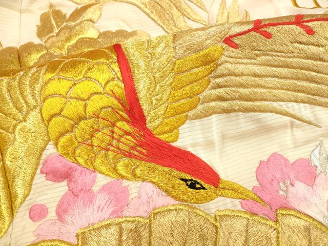 平和屋本店●色打掛 和装 婚礼 結婚式 花嫁 神社挙式 絽 総刺繍 鳳凰扇子花文 金銀糸 逸品 AABJ2571fw