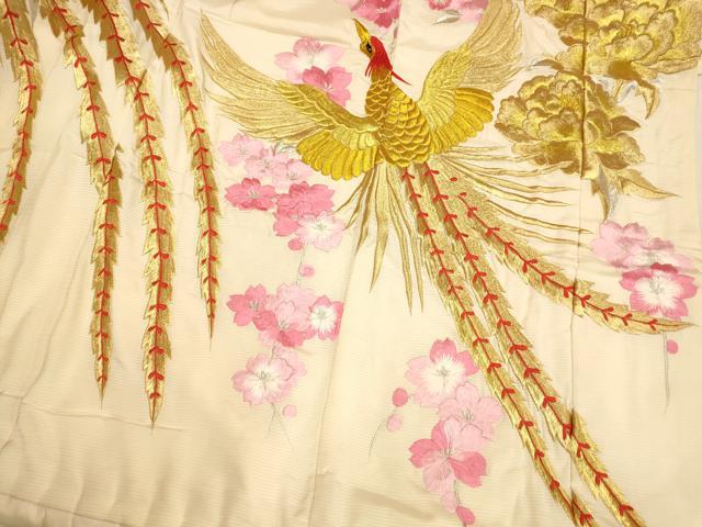 平和屋本店●色打掛 和装 婚礼 結婚式 花嫁 神社挙式 絽 総刺繍 鳳凰扇子花文 金銀糸 逸品 AABJ2571fw