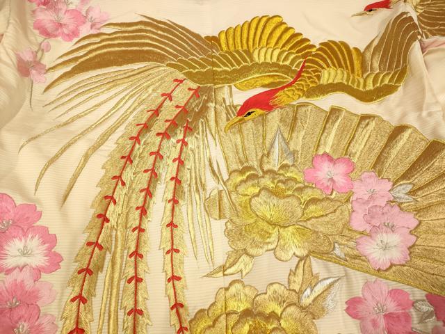 平和屋本店●色打掛 和装 婚礼 結婚式 花嫁 神社挙式 絽 総刺繍 鳳凰扇子花文 金銀糸 逸品 AABJ2571fw