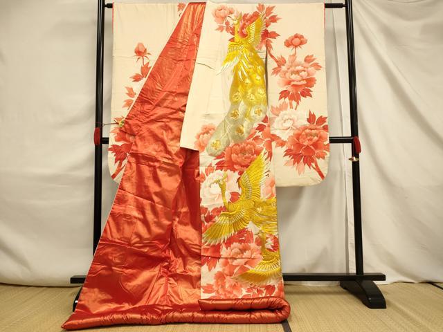 平和屋本店●色打掛 和装 婚礼 結婚式 花嫁 神社挙式 駒刺繍 鳳凰牡丹文 金彩 金銀糸 逸品 AABJ2574fw