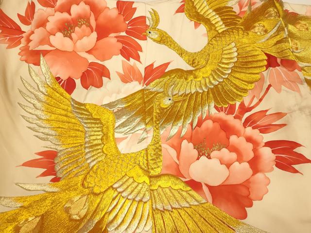 平和屋本店●色打掛 和装 婚礼 結婚式 花嫁 神社挙式 駒刺繍 鳳凰牡丹文 金彩 金銀糸 逸品 AABJ2574fw