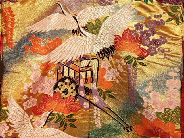 平和屋本店●色打掛 和装 婚礼 結婚式 花嫁 神社挙式 唐織 飛鶴御所車文 金銀糸 逸品 AABJ2617fw