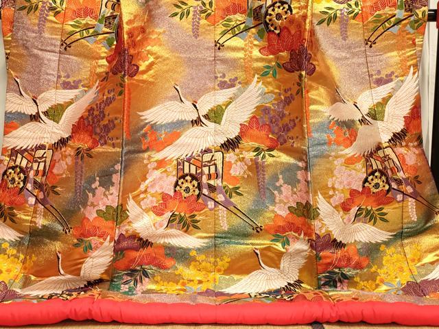 平和屋本店●色打掛 和装 婚礼 結婚式 花嫁 神社挙式 唐織 飛鶴御所車文 金銀糸 逸品 AABJ2617fw