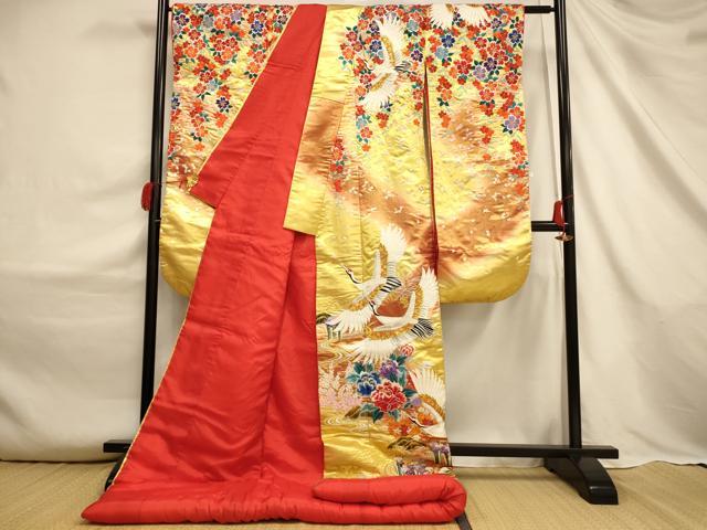 平和屋本店●色打掛 和装 婚礼 結婚式 花嫁 神社挙式 総刺繍 飛鶴枝垂れ花文 暈し染め 金銀糸 逸品 AABJ2621fw