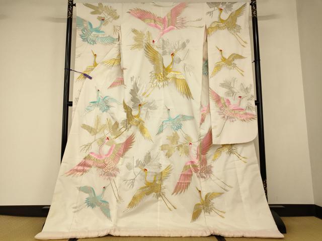 平和屋本店●夏物 色打掛 和装 婚礼 結婚式 花嫁 神社挙式 総刺繍 飛鶴枝葉文 金銀糸 逸品 AABJ2646fw