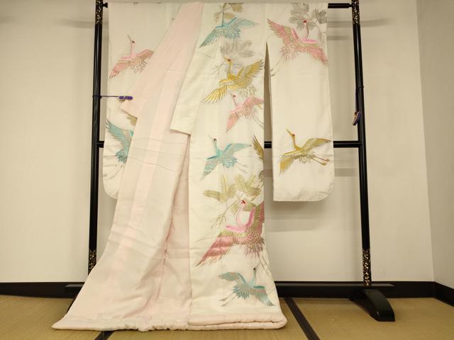 平和屋本店●夏物 色打掛 和装 婚礼 結婚式 花嫁 神社挙式 総刺繍 飛鶴枝葉文 金銀糸 逸品 AABJ2646fw