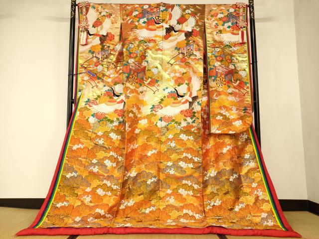 平和屋本店●西陣工芸織 和装 色打掛 婚礼 結婚式 神社挙式 花嫁 唐織 金銀糸 慶松鶴 逸品 AABJ2654fw