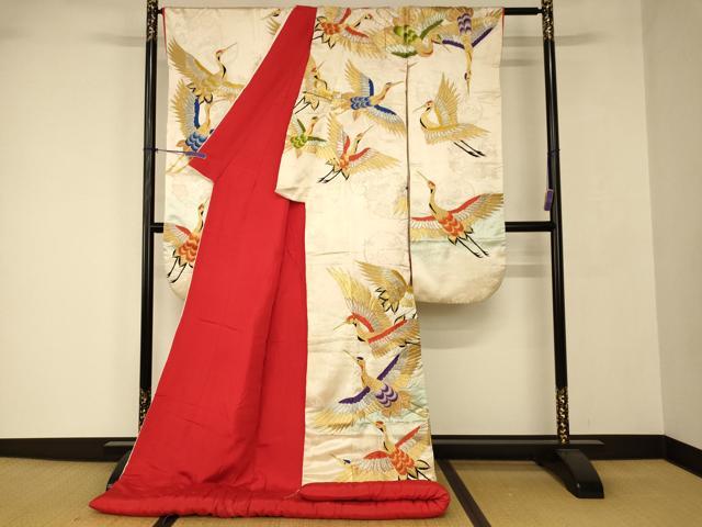 平和屋本店●色打掛 和装 結婚式 婚礼 花嫁 神社挙式 総刺繍 暈し染め 飛鶴文 金銀糸 逸品 AABJ2667fw