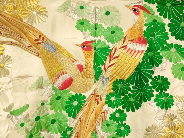 平和屋本店●色打掛 和装 婚礼 結婚式 花嫁 神社挙式 総刺繍 孔雀草花文 金銀糸 逸品 AABJ2669fw