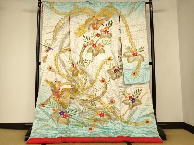 平和屋本店●色打掛 和装 婚礼 結婚式 花嫁 神社挙式 総刺繍 鳳凰枝花文 暈し染め 金銀糸 銀通し地 逸品 AABJ2670fw