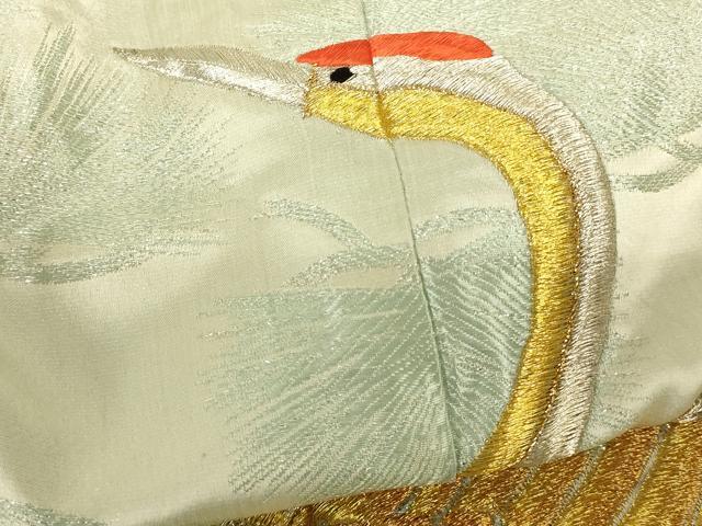 平和屋本店●お引きずり・お引き摺り・引き振袖 和装 結婚式 舞妓 芸妓 芸者 総刺繍 群鶴枝花文 金銀糸 銀通し地 AABJ2671fw