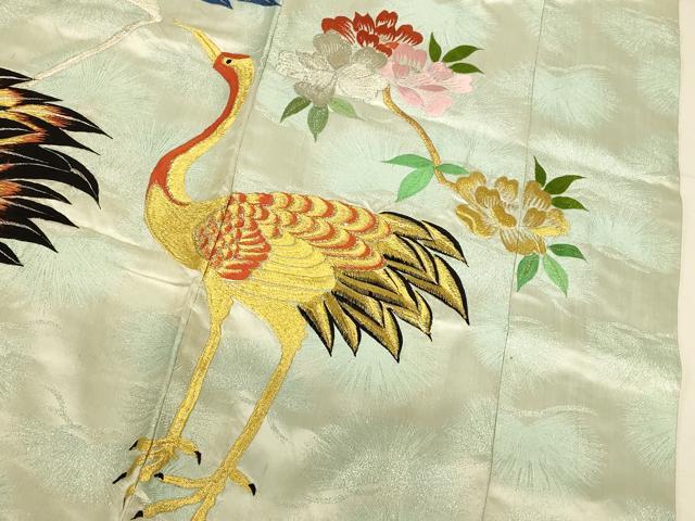 平和屋本店●お引きずり・お引き摺り・引き振袖 和装 結婚式 舞妓 芸妓 芸者 総刺繍 群鶴枝花文 金銀糸 銀通し地 AABJ2671fw