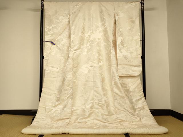 平和屋本店●白打掛 白無垢 錦翔 和装 婚礼 結婚式 花嫁 神社挙式 唐織 飛鶴草花文 逸品 AABJ2676fw