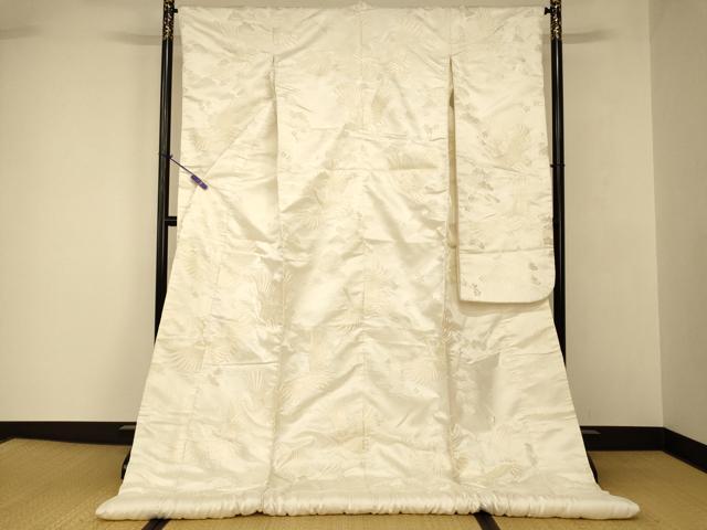 平和屋本店●白打掛 白無垢 和装 婚礼 結婚式 花嫁 神社挙式 唐織 飛鶴流水松花文 逸品 AABJ2689fw