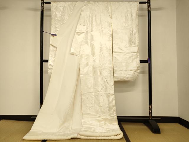 平和屋本店●白打掛 白無垢 和装 婚礼 結婚式 花嫁 神社挙式 唐織 地紙花車鶴文 逸品 AABJ2692fw