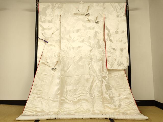 平和屋本店●白打掛 白無垢 和装 婚礼 結婚式 花嫁 神社挙式 唐織 飛鶴文 金銀彩 逸品 AABJ2693fw
