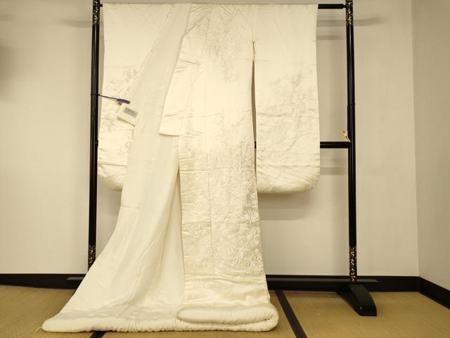 平和屋本店●白打掛 白無垢 和装 婚礼 結婚式 花嫁 神社挙式 総刺繍 花車文 逸品 AABJ2696fw