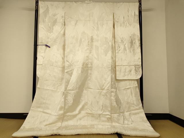 平和屋本店●白打掛 白無垢 和装 婚礼 結婚式 花嫁 神社挙式 唐織 飛鶴流水草花文 逸品 AABJ2701fw