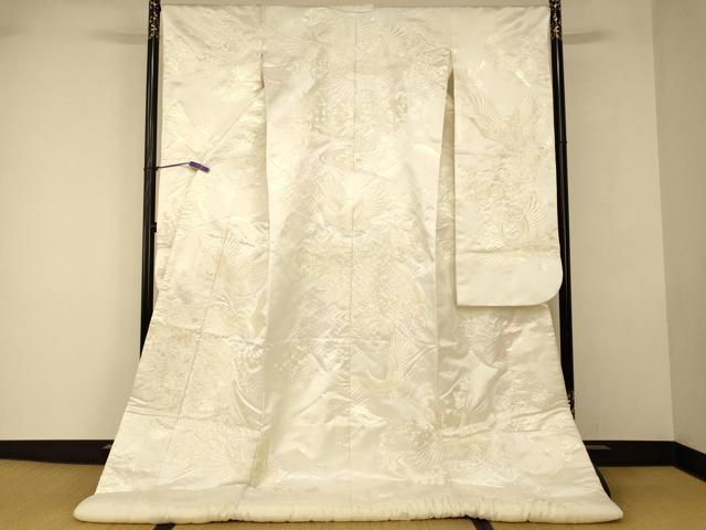 平和屋本店●白打掛 白無垢 和装 婚礼 結婚式 花嫁 神社挙式 総刺繍 飛鶴籬枝花文 金糸 AABJ2702fw