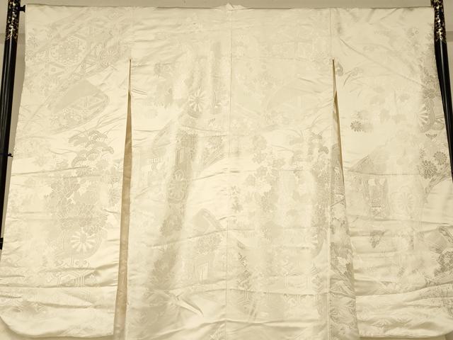 平和屋本店●白打掛 白無垢 和装 婚礼 結婚式 花嫁 神社挙式 唐織 御所車蒔絵草花文 逸品 AABJ2707fw