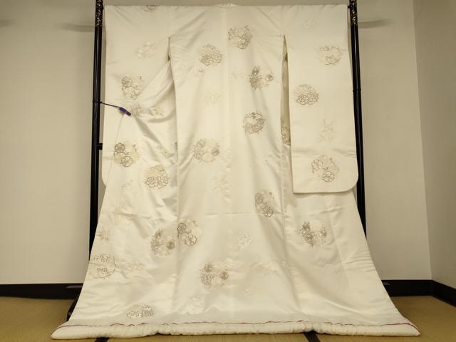平和屋本店●白打掛 白無垢 和装 婚礼 結婚式 花嫁 神社挙式 駒刺繍 草花丸文 AABJ2711fw