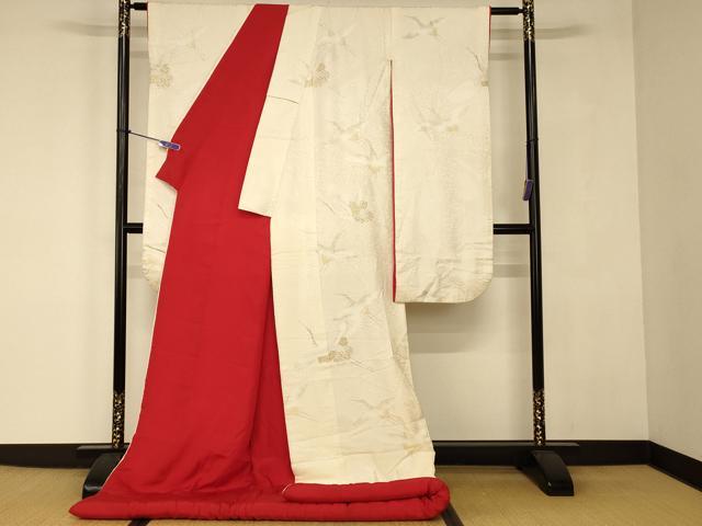平和屋本店●白打掛 白無垢 和装 婚礼 結婚式 花嫁 神社挙式 唐織 飛鶴更紗花文 金銀糸 逸品 AABJ2715fw