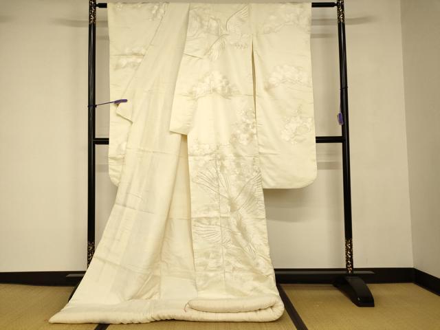 平和屋本店●白打掛 白無垢 和装 婚礼 結婚式 花嫁 神社挙式 総刺繍 飛鶴松梅文 ラインストーン 逸品 AABJ2717fw
