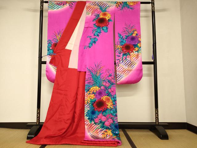 平和屋本店●お引きずり・お引き摺り・引き振袖 和装 結婚式 舞妓 芸妓 芸者 衣装 流水草花文 暈し染め 金銀彩 AABJ2718fw