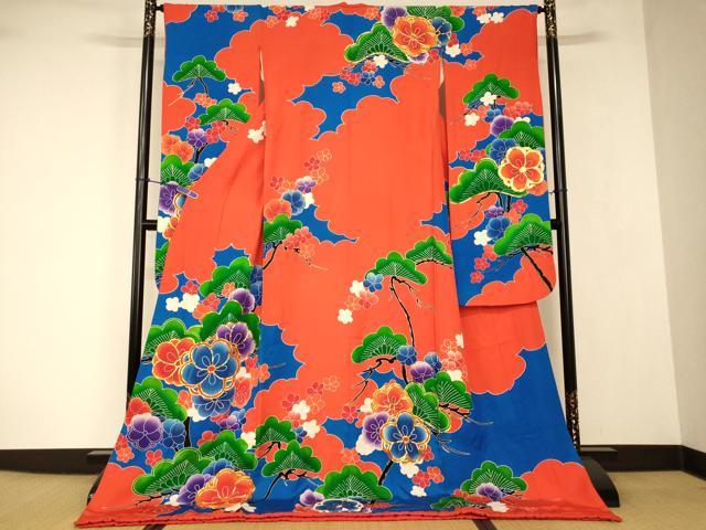 平和屋本店●お引きずり・お引き摺り・引き振袖 和装 結婚式 舞妓 芸妓 芸者 衣装 駒刺繍 雲取り松竹梅文 AABJ2726fw