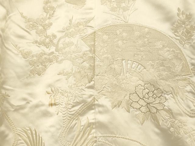 平和屋本店●白打掛 白無垢 和装 婚礼 結婚式 花嫁 神社挙式 駒刺繍 飛鶴松梅扇子文 逸品 AABJ2733fw